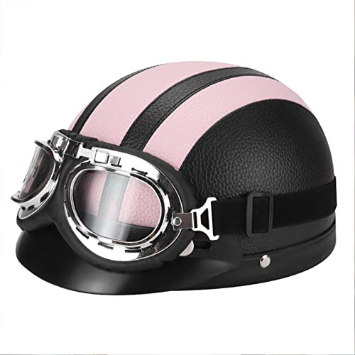 Mezzo Casco Scooter Crociera Bicicletta Casco A Scodella Scooter Motorino Casco Faccia Aperta retrò ECE Omologato Mezzo Elmetto Moto retrò Casco Scooter Aperto Caschi da Moto retrò Casco Scodella