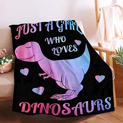 Decken Just Girl Who Loves Dinosaurier, super weich für Bett, Couch, Sofa, flauschig, warm, gemütlich, leicht, Überwurf für Freunde, Erwachsene, Frauen, 101,6 x 76,2 cm, Größe XS für Haustiere