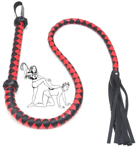 WreGmgg Lange Schwarze Und Rote Pferdepeitsche, Accessoire-H Rollenspielpeitsche