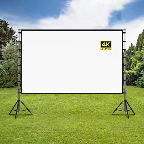 RTVGNSZSJL Projector Screen With Stand 60 Inch Retractable Floor Standing Projection Screen 16:9 4K HD Outdoor Movie Screen For Home Cinema/Game
