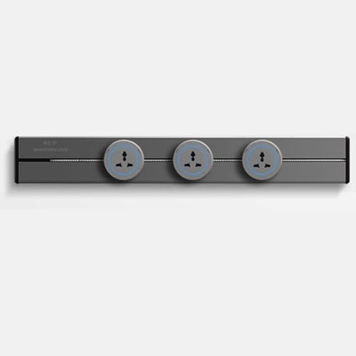 SXYKXYDL Prise Murale sur Rail, Prise Haute Puissance 8000 W avec Adaptateur Universel Mobile 13 A, Convient pour la Cuisine et Le Bureau, gris-60 cm