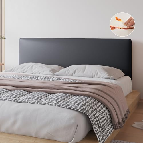Hearda Bett Kopfteil Bezug, PU Leder Wasserdicht Staubdicht Bettkopfteil All-Inclusive Schlafzimmer Dekor (Schwarz, 180cm)