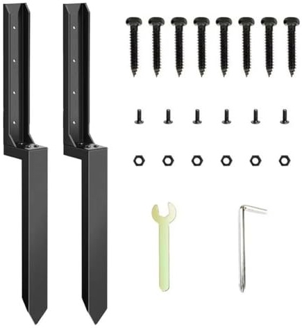 Luobannm Fence Repair Kit 2X Thickened Metal Fence Support Stakes Solid Ground Spike Quick Fix Post Stabilizer for Repair Tilted