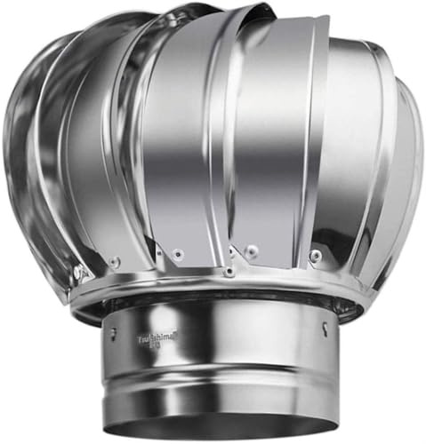 Zanotva JIUYUEYA Chimney Cowl Cap,Stainless SteeRotating Spinner Anti-Downdraught Fits Most Standard Chimney Pots Rotary Turbine Ventilator(200mm/7.9Inch)