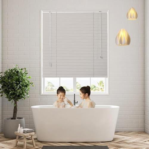 Tende Veneziane in Metallo di Alluminio, 60cm 70cm 80cm 100cm 115cm 120cm, Tende Veneziana Alluminio per Finestre, Veneziane da Interno Privacy e Protezione Solar, per Decorazione Casa Cucin(Light Sil