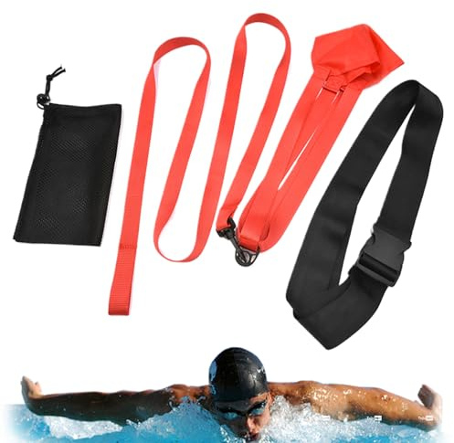 Cinturón de resistencia a la natación, cinturón de natación para resistencia fija - Swim Parachute - Avance de la correa ajustable para la mejora de la postura