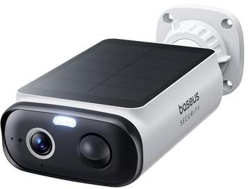 Baseus S1 Lite Solocam Solar Security Camera Outdoor Wireless, IP67 Waterproof Home Surveillance WiFi Camera, 2K 135°, Color Night Vision, AI Detection, No Monthly Fee, Works with Alexa & Google