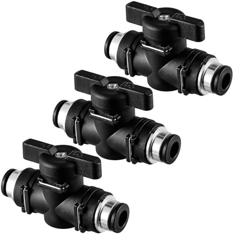 3 Stück Pneumatik Steckverbinder 6mm Pneumatischer Kugelhahn mit Absperrhahn, Hohe Härte Druckluft Steckverbinder Gerade Pneumatik Steckverbinders für Schnellen Anschluss von Luftleitungen