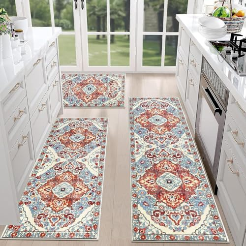 Alfombra de cocina antideslizante genérica | Alfombra gruesa estilo bohemio, conjunto grueso y cómodo para sala de estar, dormitorio y entrada