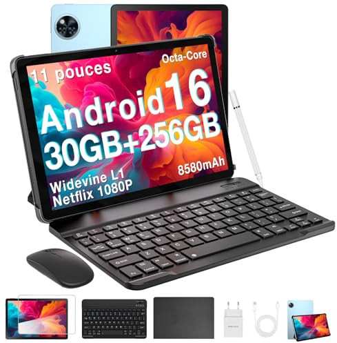 DOOGEE U11 Pro Android 16 Tablet 11 Zoll Gemini AI, 30GB+256GB (2TB TF) Gaming Tablets, 8580mAh, 90Hz Display, WiFi 5, T7200 Octa Core, 13MP+5MP, Tablet mit Tastatur, Stift, Maus, Hülle [2026]