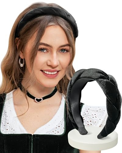 DIRNDLSTERN Geflochtener Trachten Haarreifen Damen ein Stück Schwarz