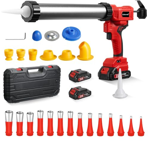 Prensa de cartuchos, batería con 2 baterías, jeringa de silicona de 6 velocidades, pistola de cartucho, pistola de expresión y LED, 0-9 mm/s continuamente para cartuchos y bolsas de manguera, sellado