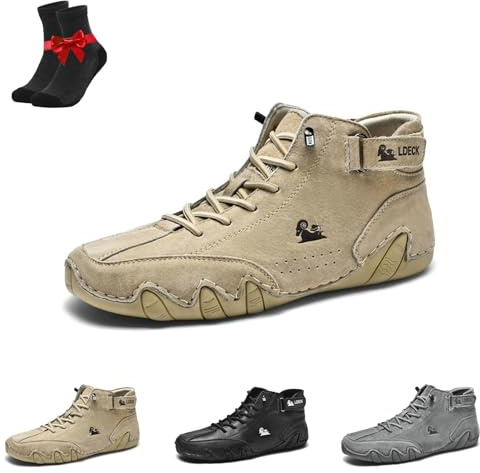 Alpacka Barfotaskor, Fritidsskor, Barfotaskor i Läder, Vattentäta Smärtlindrande Barfotaskor, Utomhusskor(Khaki (plus velvet),41 EU)