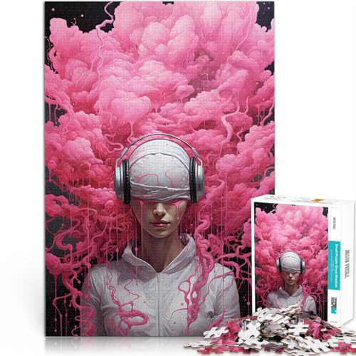 Puzzles pour Adultes 1000 pièces “ Le Bonheur du Bruit Rose” Fait de Papier，pour Les 14 Ans et Plus Jouets Anti-Stress Cadeau d'anniversaire de Noël。Taille：26x38cm/10.24x14.96pouce
