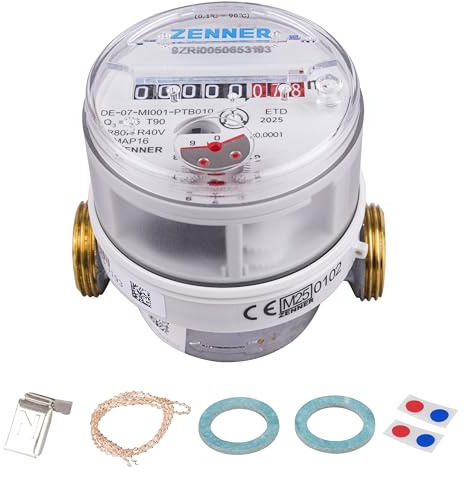 Zenner Q3 Water Meter = 2.5 Cold + Hot Water, BL 80 mm 3/4 Inch Connection/Calibration 2025