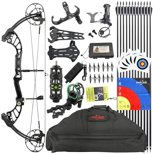 Poearcus Compoundbogen-Set 40-70 lbs Hochgeschwindigkeits-Rennbogen Beidhändig Bogenschießen Wettkampf Outdoor-Jagd 350 FPS