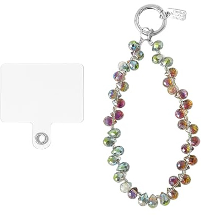DUINIU 1 Cordino per Cellulare in Cristallo Lucido, 1 Clip Trasparente, Collana di Perle al Polso, Portachiavi, Accessori per La Decorazione del Telefono Cellulare.