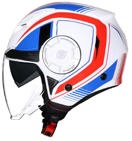 Retro Motorcykelhjälm Med Dubbelt Visir, 3/4 Jet Retrohjälm För Män Och Kvinnor, ECE 22.06-Godkänd Skoterhjälm, Öppen Motorcykelhjälm J,XL/(59~60cm)