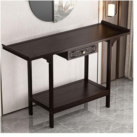 Table d'autel de méditation en bambou avec rangement – Armoire de Bouddha chinois de bon augure design sculpture nuage compacte pour petits espaces (50 cm)
