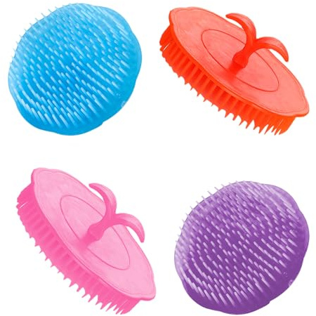 INOOMP Massaggiatore per Chioma 4 Pezzi in Pe per Massaggio del Capelluto Buona Resistenza e Design Durevole, Spazzola per Shampoo per Uso Domestico Colore Casuale