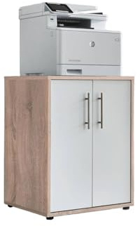 Druckerkommode Druckerschrank TABOR in Eiche Sonoma weiß matt 74 cm hoch