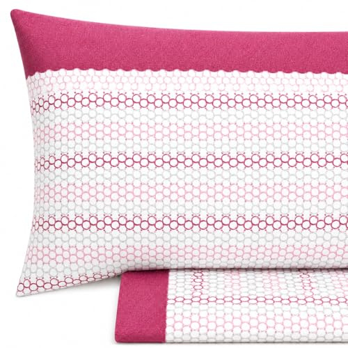 Vionara Home Completo Lenzuola Matrimoniale in 100% Cotone, Set Lenzuola, Completo Letto Puro Cotone, Lenzuola Sotto con angoli, Sopra e Federe (M171 - Rosa)