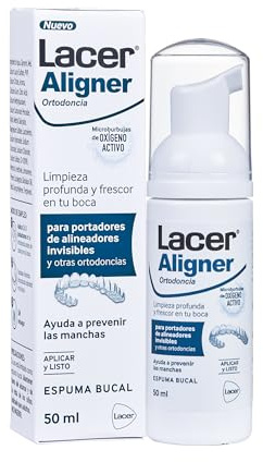 LACER ALIGNER - Espuma Limpiadora Profunda para Portadores de Alineadores Invisibles y Otras Ortodoncias 50 ml, Elimina Placa y Olores, Higiene Diaria, Mantiene los Alineadores Limpios y Transparentes
