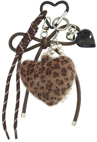 Ceriselle Taschenanhänger, Plüsch Bag Charm & Leopard Print Schlüsselanhänger