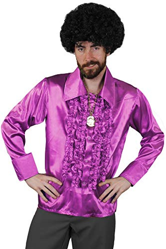0207VP92JSL Chemise Violette Volants Style Disco Chemise volantsstyle Disco pour Homme Tenue de Fantaisie des Rois de la discotheque des Annes 1970, Taille XL