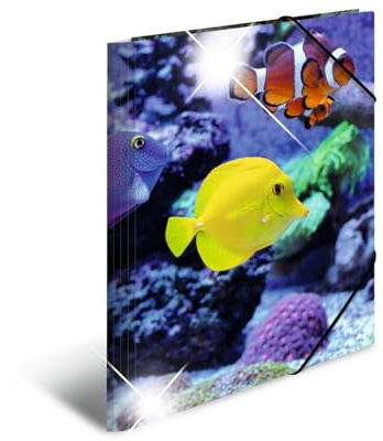 HERMA Sammelmappe A3 Fische, Kinder Eckspanner-Mappe aus Kunststoff mit Tier Motiv, Hochglanz-Optik, Gummizug, Innenklappen und Innendruck für Jungen und Mädchen