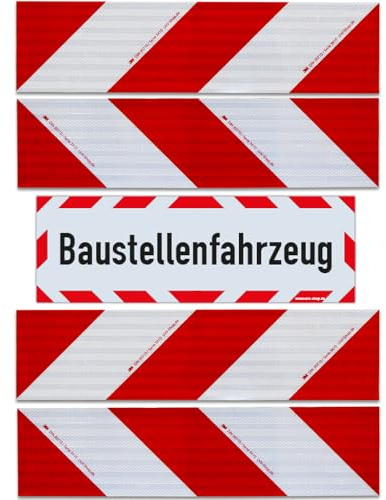 UvV Set 4 Stück 3M-Folien magnetische Kfz-Warnmarkierung Anwendungspaket Plus 45x15 cm Magnet Schild reflektierend (Baustellenfahrzeug)