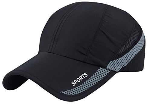 AIEOE Atmungsaktive Kappe Snapback Cap Schnelltrocknend Cap Dünn und Weich Sport Caps Outdoor Sonnen-Kappe für Wandern, Bergsteigen, Joggen, Radfahren usw - Schwarz