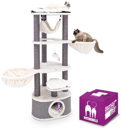 Petrebels Cat Activity Center Catharina 160 Creme Dreieck Katzenbaum mit 3 XL Hängematten