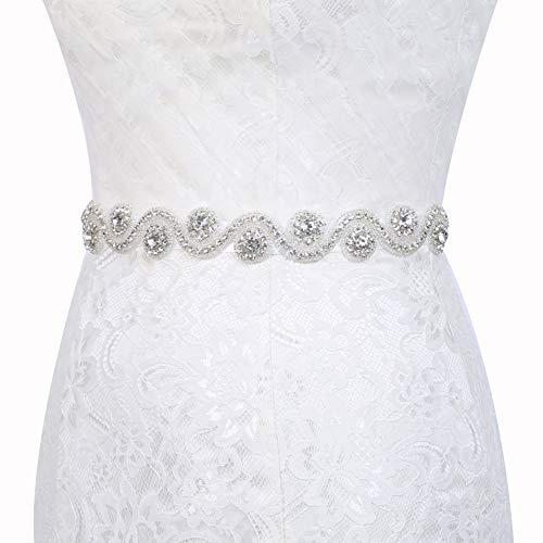 Amorar Damen Hochzeit Schärpe Sash Braut Gürtel Taillengürtel Strass Hüftgürtel Kleid Belt Kristall Brautschärpe für Brautjungfernkleider Ballkleid Abendkleider Lang 275CM