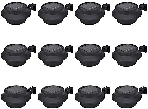 vidaXL 12x Außenlampe Solar Zaunlicht LED Dachrinnenleuchte Zaun Licht Zaunleuchte Außenleuchte Gartenleuchte Solarleuchte Wandlampe Schwarz