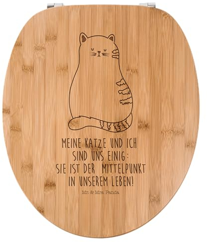Mr. & Mrs. Panda WC Sitz Katze Sitzen - Geschenk, Katzenaccessoires, Katzenmotive, Klodeckel, WC-Sitz, Toilettendeckel, Kater, Toilette, Klobrille,