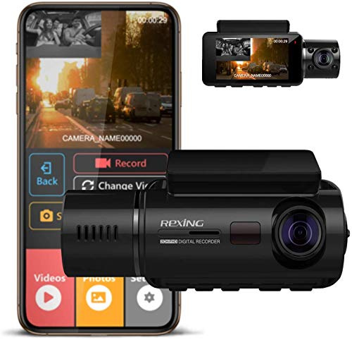 REXING V3 Basic Dual Camera Front and Inside Cabin Infrared Night Vision Full HD 1080p WiFi Car Taxi Dash Cam with Supercapacitor, 2.7 LCD Screen (V3 Basic - Without GPS)
