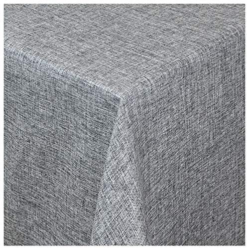 Tischdecke Damast Maßanfertigung im Leinen-Design in Grau eckig 120x100 cm, weitere Farben und Größen wählbar