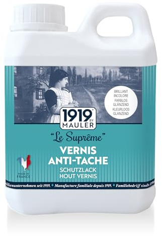 MAULER Vernis Bois Peinture Antitache Le Suprême Aspect Cire Incolore 1L | Cuisine & Bain Protection Extrême - PV Contact Alimentaire - Lavable - Manufacture Mauler depuis 1919
