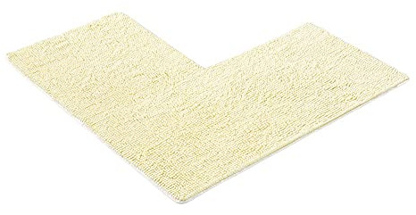 PANA® Chenille Duschvorleger - Eckausschnitt - 50 x 100 x 100 cm - Papyrus | Kuschlig weiche Duschmatte - Maschinenwäsche bei 30° - Rutschfeste Unterseite - Trocknergeeignet - L-förmige Badematte