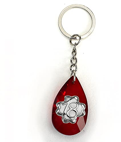 DLM-32088-rosso (Kit 12 Pezzi) Portachiavi Ciondolo in Cristallo A Goccia Quadrifoglio Albero della Vita Festa 18 Anni Diciottesimo Compleanno_Rosso bomboniera