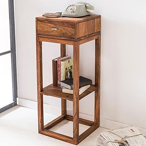 Beistelltisch Jannet Sheesham Massivholz braun 90 x 35 x 35 cm Tisch Wohnzimmerbeistelltisch Anstelltisch Ziertisch Telefontisch