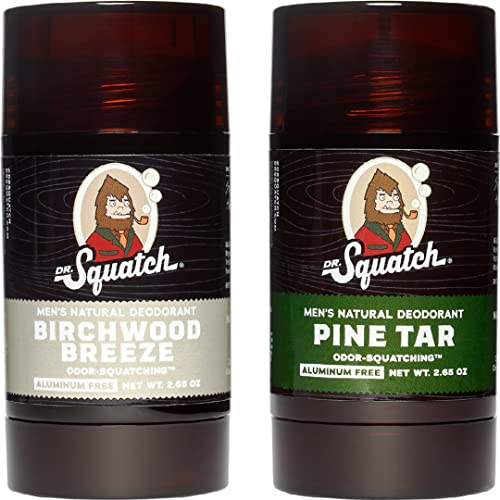 Dr. Squatch Deodorant für Männer - Kieferteer + Birkenholzbrise Aluminiumfreies natürliches Deodorant (78.4 ml, 2er-Pack)