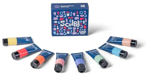 Sculpd Pastell Töne Acrylfarben-Set - 8 x 22ml ungiftige, dicke Farben für Holz, Ton, Töpferwaren, Leinwand, Stoff, Steine. Kräftige Farben mit hoher Deckkraft, ideal für verschiedene Bastelprojekte.