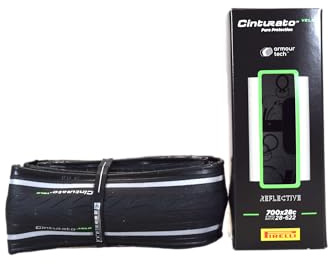 Pirelli Cinturato Velo Road Bike Tire, Long Rides, Tubeless Ready Clincher TLR, Grip & Durability, Innovative Kevlar Protect, (1) Tire, Black/Tan or Reflective Sidewall / 700c Sizes