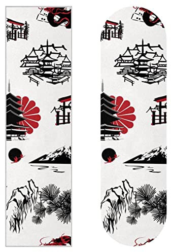 Japanische Elemente, 2 Stück, Skateboard-Griffband, Schleifpapier, Longboard, Aufkleber, Scooter, Deck, Sandpapier