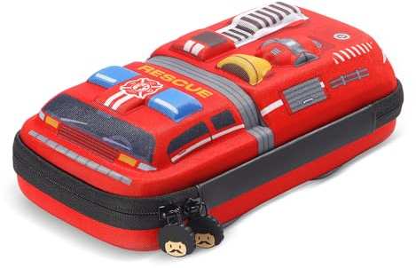 rockpapa Large-Capacity Fire Truck Pencil Case, Pencil Box, Storage Box for School Students Boys Teens Kids Toddlers Red
