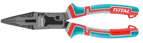 TOTAL - Pinza piatta rinforzata - 215 mm - Adatta per afferrare, piegare e tagliare - Impugnatura ergonomica antiscivolo - Realizzata in cromo-vanadio - Resistente
