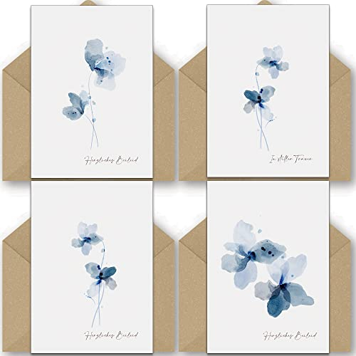 Pusteblume Grusskarten 12 Trauerkarten mit Umschlag - Innenseite unbeschriftet