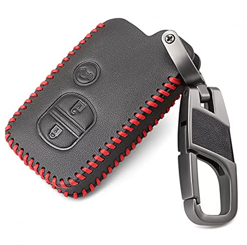 Leder Autoschlüssel Hülle Fernbedienung Schlüsselanhänger 3 Tasten passend für Toyota Land Cruiser Prado Avensis Corolla Prius Highlander Yaris